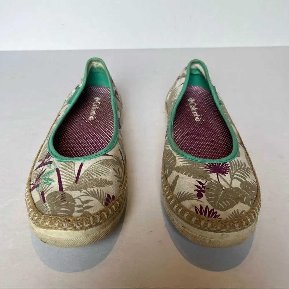 Columbia Women's Canvas Flat Shoes Purple/Tan/Cream Size 9 Vented